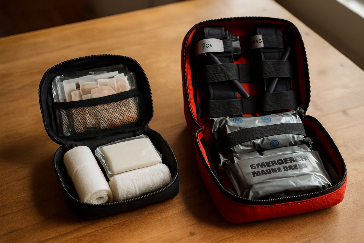 Basic kit and trauma kit displayed side by side